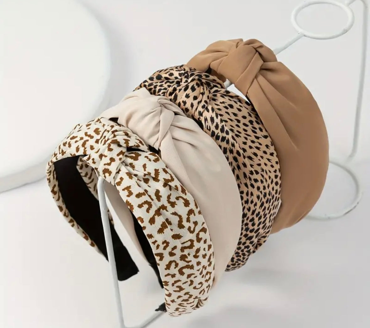 Cross Knot Elegant Brown and Tan Headband Boho Knit Knot Headband – Stylish Cotton Wool Twist Hair  main image 4