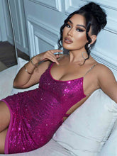Load image into Gallery viewer, Sequin Cutout Spaghetti Strap Mini Dress