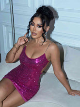 Load image into Gallery viewer, Sequin Cutout Spaghetti Strap Mini Dress