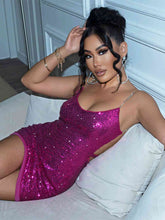 Load image into Gallery viewer, Sequin Cutout Spaghetti Strap Mini Dress