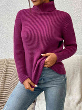 Load image into Gallery viewer, Ribbed Turtle Neck Long Sleeve Sweater