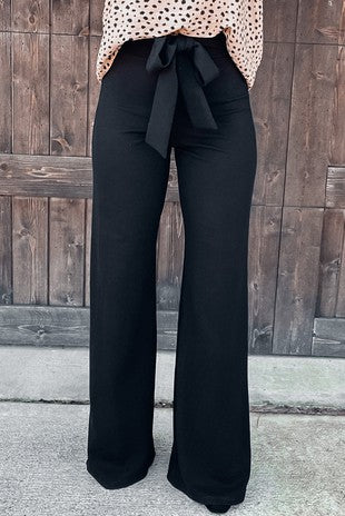 Black High Waist Front Tie Flared Pants – RileyRae Boutique