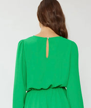 Load image into Gallery viewer, Long Sleeve Romper with a Surplice V-Neck in Kelly Green