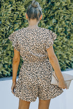 Load image into Gallery viewer, Short Sleeve V-Neck Leopard Romper