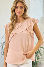 Load image into Gallery viewer, Short Sleeve Ruffled Blouse in Mauve