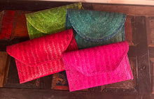Load image into Gallery viewer, Handmade Clutch Purses with a Magnetic Closure in Lime Green, Red, Fuchsia or Turquoise