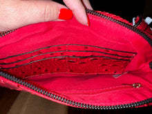 Load image into Gallery viewer, Ostrich Croc Handcuff Wristlet Clutch in Fucshia, Tan, Taupe, Teal, Red or Cognac