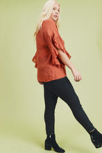 Load image into Gallery viewer, Ruffle Sleeve Blouse in Terra Cotta