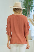 Load image into Gallery viewer, Ruffle Sleeve Blouse in Terra Cotta