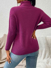 Load image into Gallery viewer, Ribbed Turtle Neck Long Sleeve Sweater