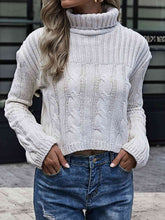 Load image into Gallery viewer, Cable-Knit Turtleneck Sweater