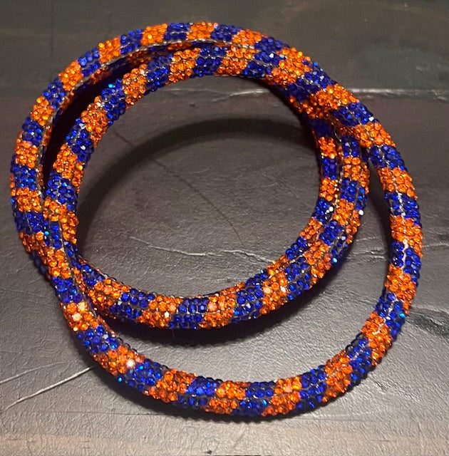 Orange and Blue Sequin Stack Bracelets