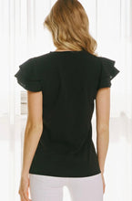 Load image into Gallery viewer, Black Top with Ruffled Tulip Sleeves
