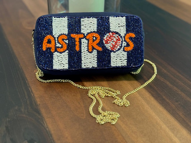 Hand Beaded Houston Astros Bag/Purse/Crossbody