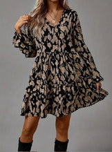 Load image into Gallery viewer, Stunning Floral V-Neck Dress w/ Long Elegant Sleeves
