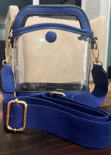 Load image into Gallery viewer, Clear Purse, Bag, Crossbody Bag in Orange or Navy Blue
