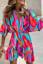 Load image into Gallery viewer, Multi Color Print Ruffle Dress with Side Zipper
