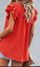 Load image into Gallery viewer, V Neck Casual Ruffle Sleeve Top In Red or White
