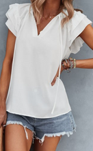 Load image into Gallery viewer, V Neck Casual Ruffle Sleeve Top In Red or White
