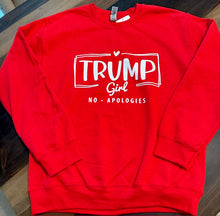 Load image into Gallery viewer, Trump Girl No. Apologies Sweatshirt in Red or Navy Blue Color
