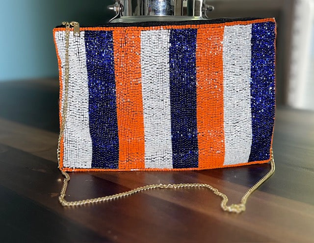 Houston Astros Hand Beaded Crossbody Bag w/Gold Chain Strap