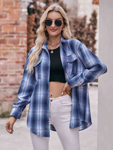 Load image into Gallery viewer, Plaid Dropped Shoulder Longline Shirt
