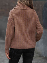 Load image into Gallery viewer, Turtleneck Rib-Knit Sweater
