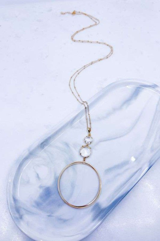 Glass Stone Ring Pendant Necklace