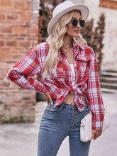 Load image into Gallery viewer, Plaid Dropped Shoulder Longline Shirt
