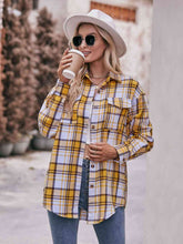 Load image into Gallery viewer, Plaid Dropped Shoulder Longline Shirt
