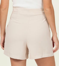 Load image into Gallery viewer, High Waisted Beige Shorts with Pockets and Gold Metal Buttons in the Front
