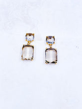 Load image into Gallery viewer, Two Linked Cushion Cut Glass Earrings
