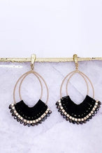 Load image into Gallery viewer, Threaded Hoop Earrings in Black or Grey Color
