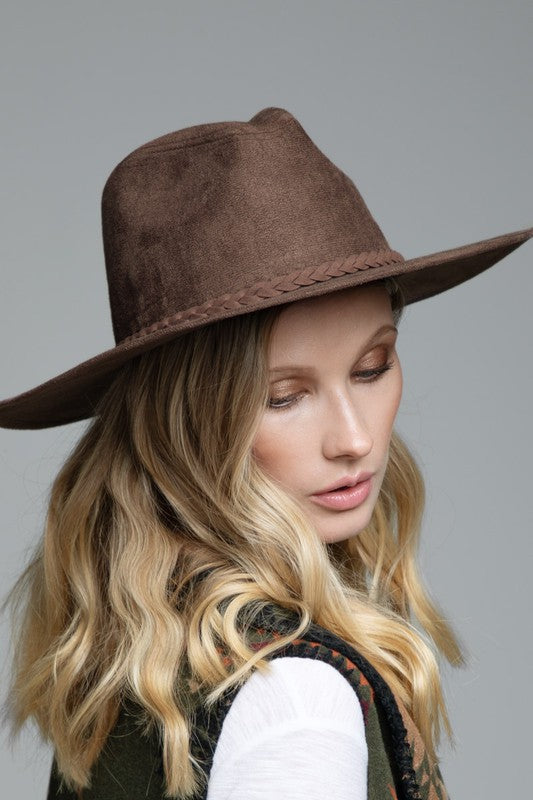 Brown Suede Panama Hat