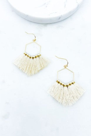 Tassel Earrings in Ivory Color