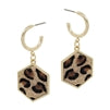 Cheetah Print Hexagon Earrings