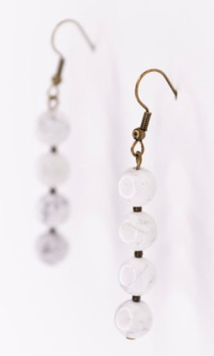 Dangle Earrings with Natural Stone Beads