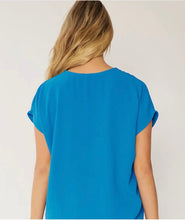 Load image into Gallery viewer, Short Sleeve Solid V Neck in French Blue or Golden Yellow
