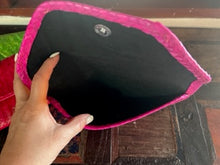 Load image into Gallery viewer, Handmade Clutch Purses with a Magnetic Closure in Lime Green, Red, Fuchsia or Turquoise
