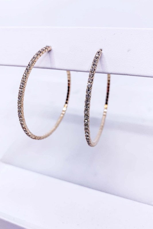 Gold Rhinestone Hoop Earrings