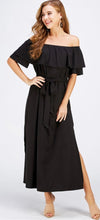 Load image into Gallery viewer, Green Off the Shoulder Ruffle Maxi Dress
