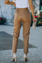 Load image into Gallery viewer, Khaki Leather Pants with Pockets
