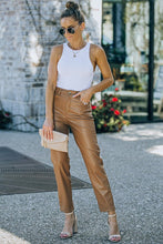 Load image into Gallery viewer, Khaki Leather Pants with Pockets
