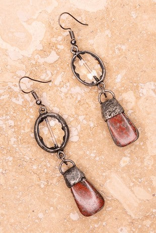 Stone and Soldered Crystal Earrings