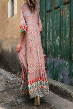 Load image into Gallery viewer, Multi Print Maxi Dress With Balloon Sleeves
