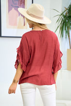 Load image into Gallery viewer, Ruffle Sleeve Blouse in Cinnamon
