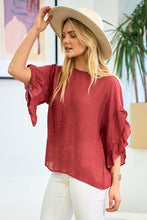 Load image into Gallery viewer, Ruffle Sleeve Blouse in Cinnamon
