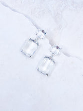 Load image into Gallery viewer, Two Linked Cushion Cut Glass Earrings
