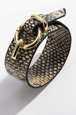 Snake Print Leather Bracelet