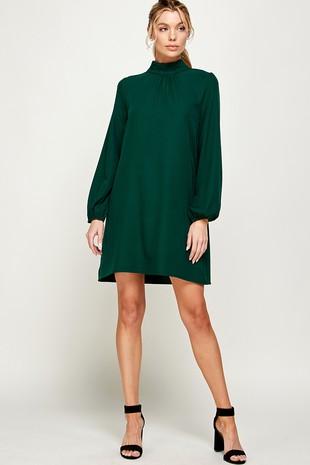 Solid Black Long Sleeve Shift Dress